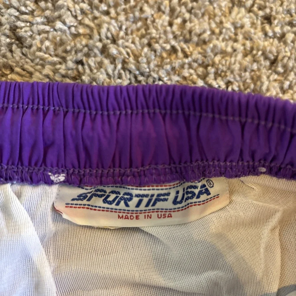 Vintage 80s Intel Tech Swimsuit Shorts Men Size‎ Large Sportif Purple USA Made
